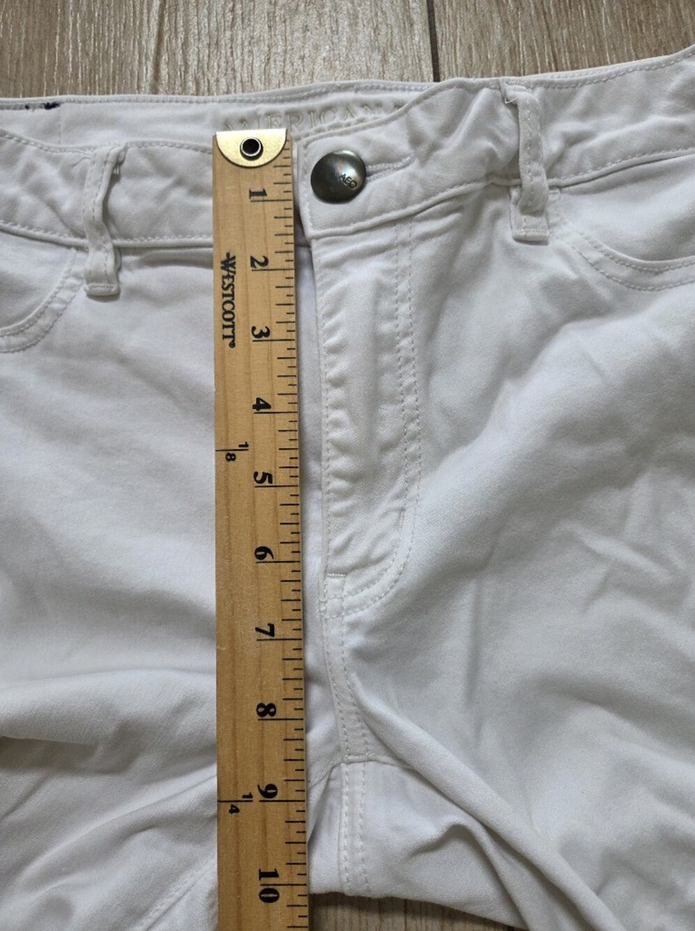 American Eagle White Frayed Hem Denim Bermuda Shorts - Picture 8 of 10